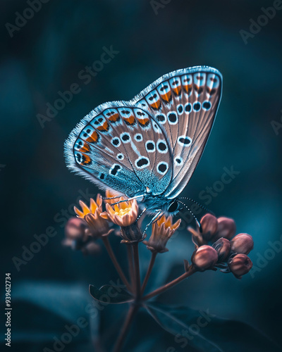 27. Detailed and sharp portrait of a beautiful butterfly resting on a flower