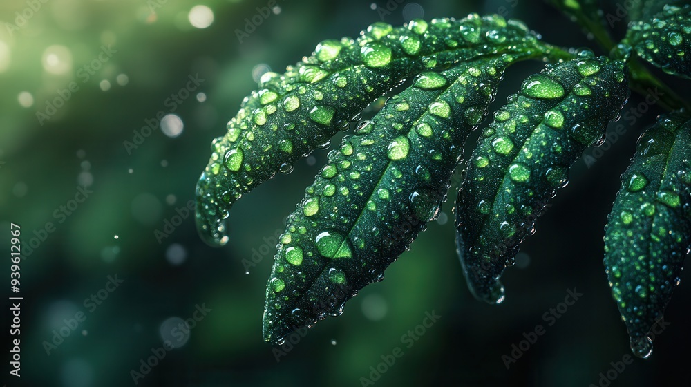 Drops of water frozen on a twisted plant in macro. Drops of water frozen on a twisted plant in macro.