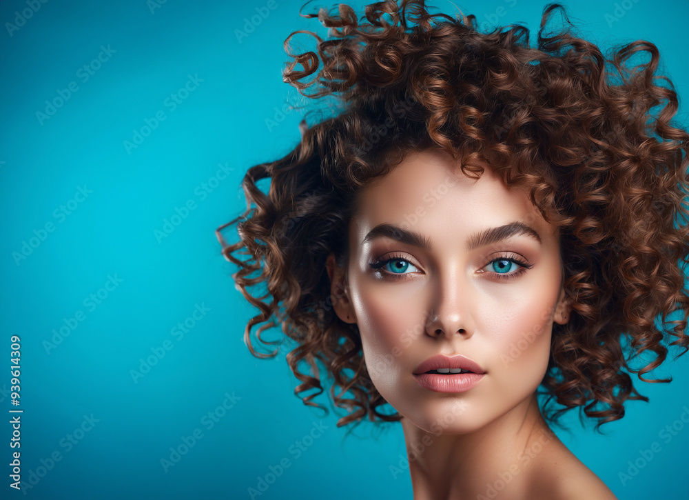 Fototapeta premium Beautiful young European woman, flawless, radiant skin cosmetology and skin care concept. 