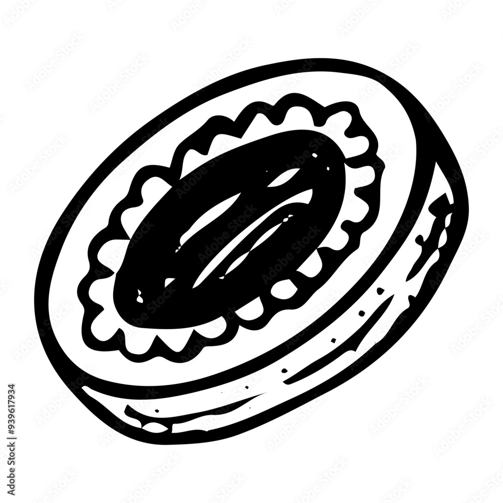 Cookie with jam hand drawn doodle. Shortbread, biscuit, kurabye. Dessert food. Confectionery products. Sugar baking. Vector outline line art illustration. Cookie with jam hand drawn doodle. Shortbread, biscuit, kurabye. Dessert food. Confectionery products. Sugar baking. Vector outline line art illustration.