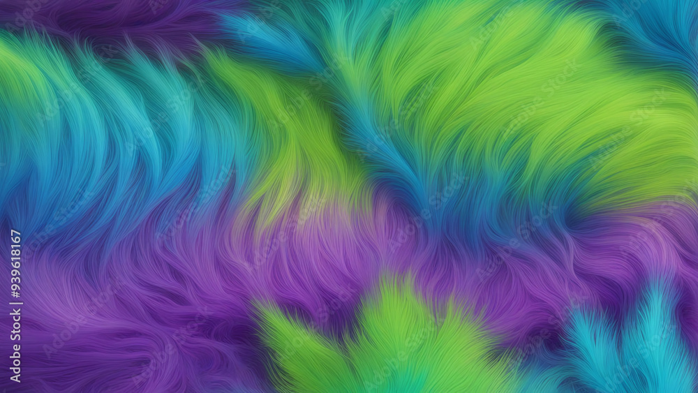 Vibrant fantasy fluffy fur in electric blue and neon green, with unique textures for a magical, otherworldly feel Vibrant fantasy fluffy fur in electric blue and neon green, with unique textures for a magical, otherworldly feel