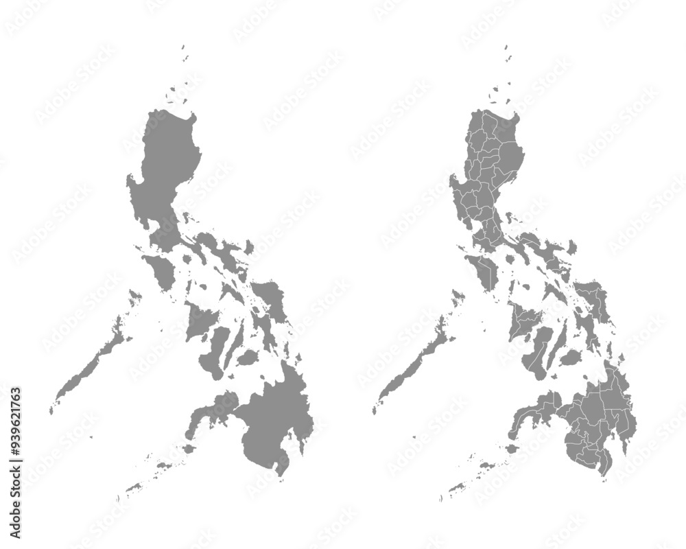 Obraz premium Philippines map isolated on white background. Map of Philippines with regions. Vector illustration