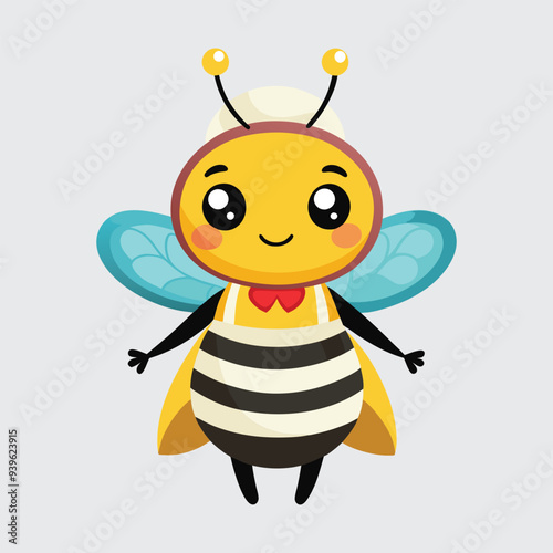 cute bee in apron and headscarf vector on white background 