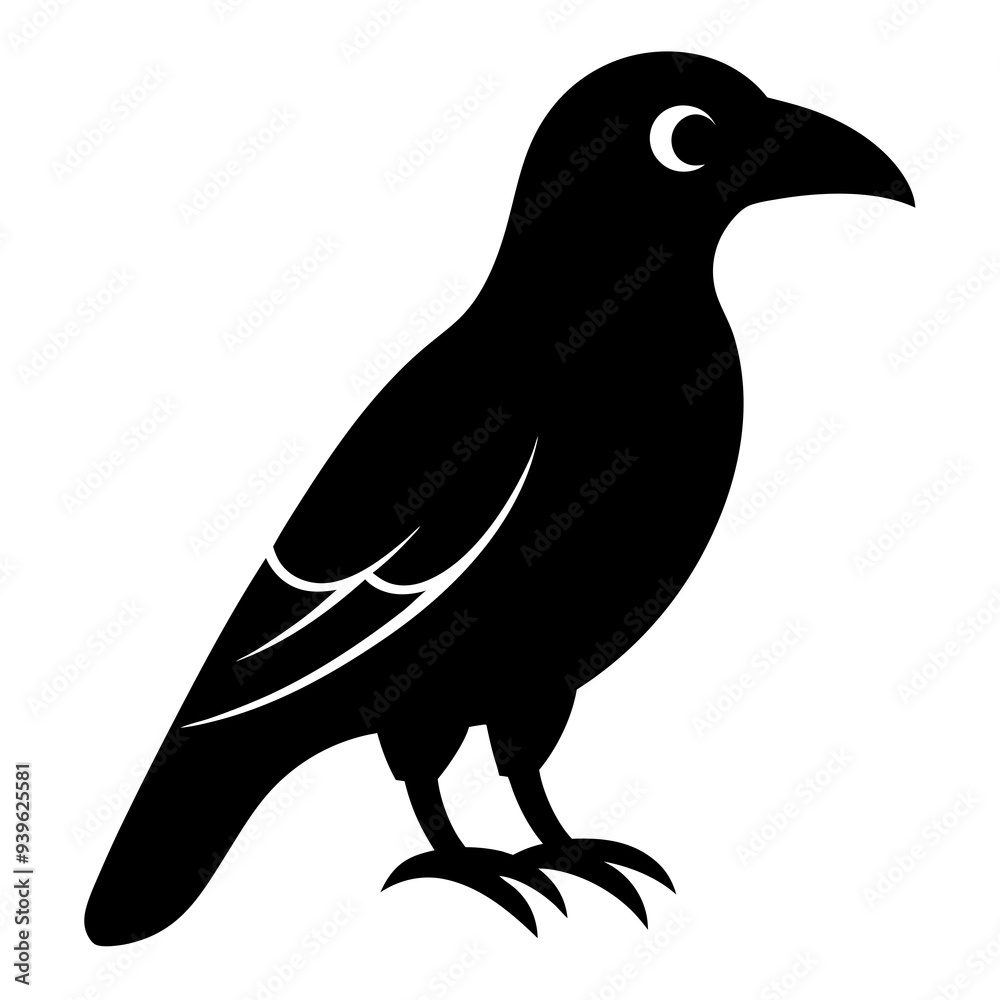 Fototapeta premium A sleek, popular icon of a raven for mystery book covers.