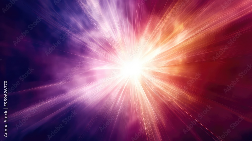 Abstract radial light with intense beams of light radiating outward from a bright center, set against a dark backdrop. Abstract radial light with intense beams of light radiating outward from a bright center, set against a dark backdrop.