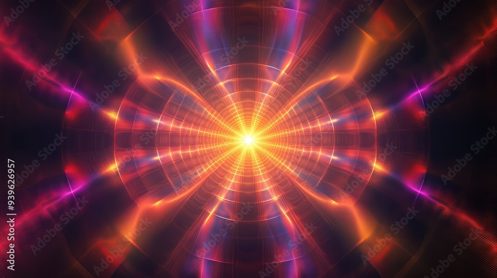 Abstract radial light pattern with glowing rays extending outward from the center, creating a sense of depth and energy. Abstract radial light pattern with glowing rays extending outward from the center, creating a sense of depth and energy.