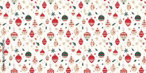 Christmas pattern with festive, holiday-themed motifs. Background seamless pattern.
