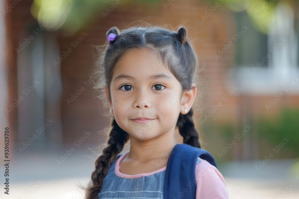 Portrait of a little girl for the first day of school Portrait of a little girl for the first day of school