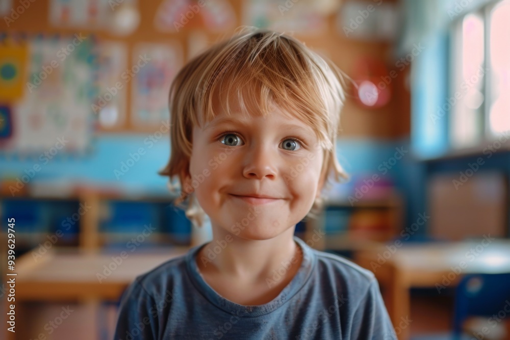 Portrait of a little boy for the first day of school Portrait of a little boy for the first day of school