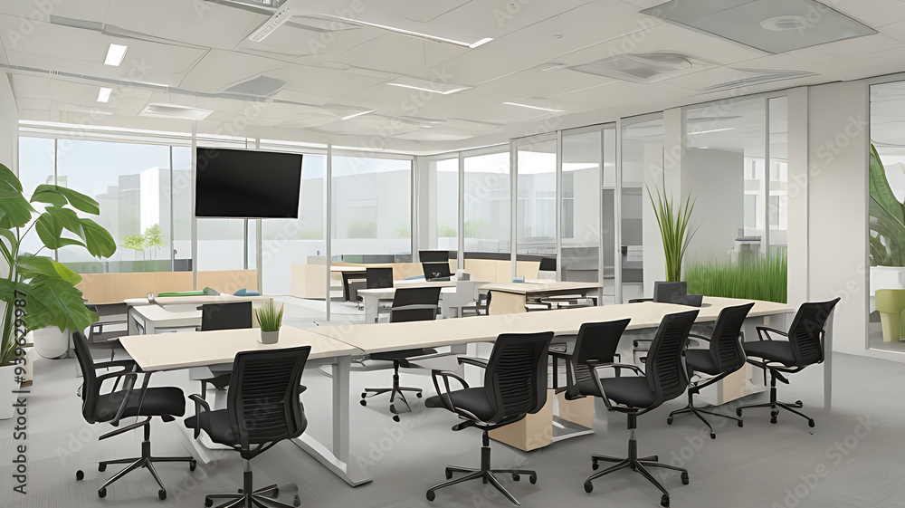 An office space with a relaxation area includes cozy seating, calming decor, and a peaceful ambiance. An office space with a relaxation area includes cozy seating, calming decor, and a peaceful ambiance.