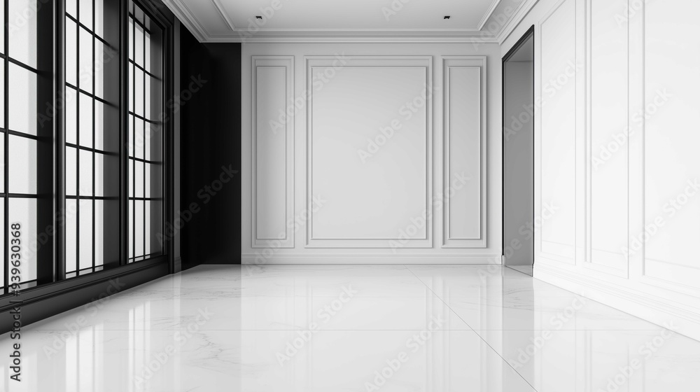 Fototapeta premium empty classic style black-white interior