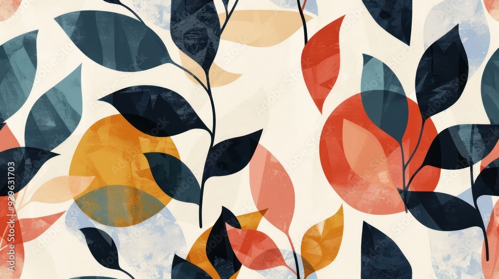 Abstract Floral Pattern with Geometric Shapes Abstract Floral Pattern with Geometric Shapes