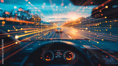 Concept image of data-driven predictive analytics for FMEA in the automotive industry, emphasizing the importance of data as the road for future management and innovation. photo