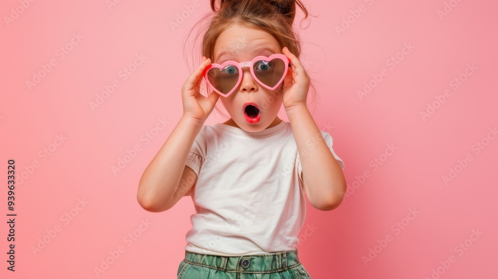A girl with heart-shaped sunglasses A girl with heart-shaped sunglasses