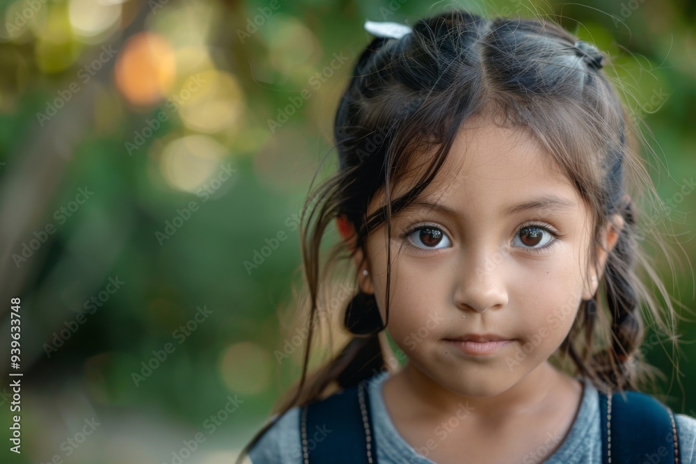Portrait of a little girl for the first day of school