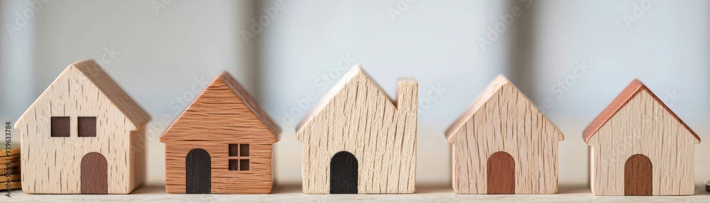 wooden house models representing different styles and designs, ideal for home and architecture themes. wooden house models representing different styles and designs, ideal for home and architecture themes.