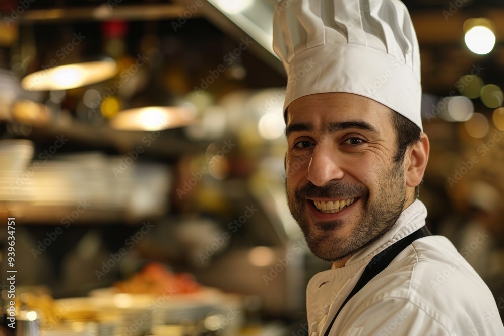 Portrait of a smiling chef in busy restaurant Portrait of a smiling chef in busy restaurant