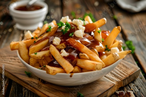 Classic Canadian poutine dish with crispy fries photo