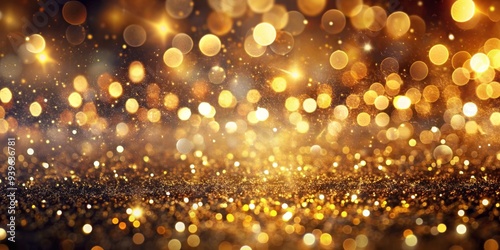 Golden Glitter Bokeh Background, Abstract, Festive, Sparkle, Holiday