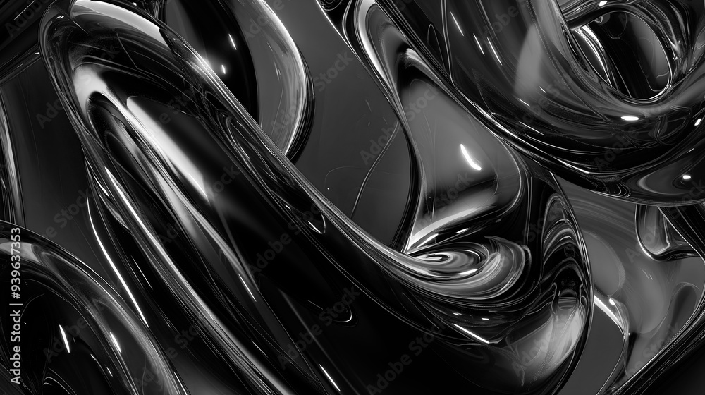 Dynamic black abstract waves with a liquid metal texture, ideal for creating dynamic backgrounds in digital design,or adding a touch of elegance to corporate presentations Dynamic black abstract waves with a liquid metal texture, ideal for creating dynamic backgrounds in digital design,or adding a touch of elegance to corporate presentations