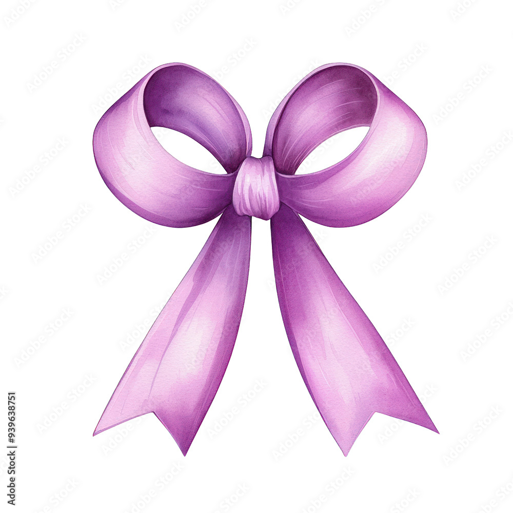 A charming purple ribbon bow, perfect for gifts, crafts, and decorations, adding a touch of elegance and creativity to any project. transparent background watercolor style A charming purple ribbon bow, perfect for gifts, crafts, and decorations, adding a touch of elegance and creativity to any project. transparent background watercolor style