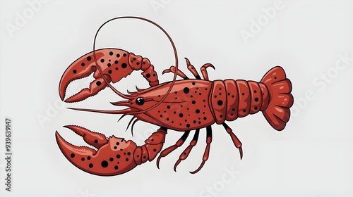 An illustration of a lobster (Bobo de Camarão) isolated on a white background.  photo