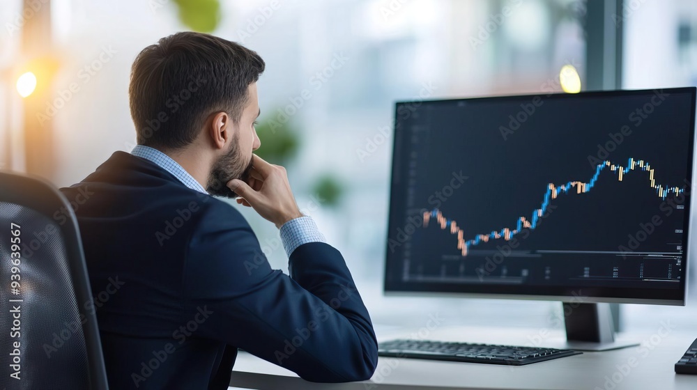 an investor analyzing bearish market trends, focusing on protection strategies to safeguard assets. an investor analyzing bearish market trends, focusing on protection strategies to safeguard assets.