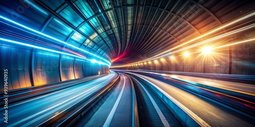 Speeding Through the Tunnel of Light, Long Exposure Photography, Urban Tunnel, Cityscape, Nighttime, Car Lights, Motion Blur