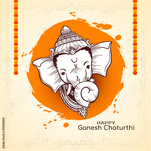 Happy Ganesh Chaturthi Indian festival celebration elegant background