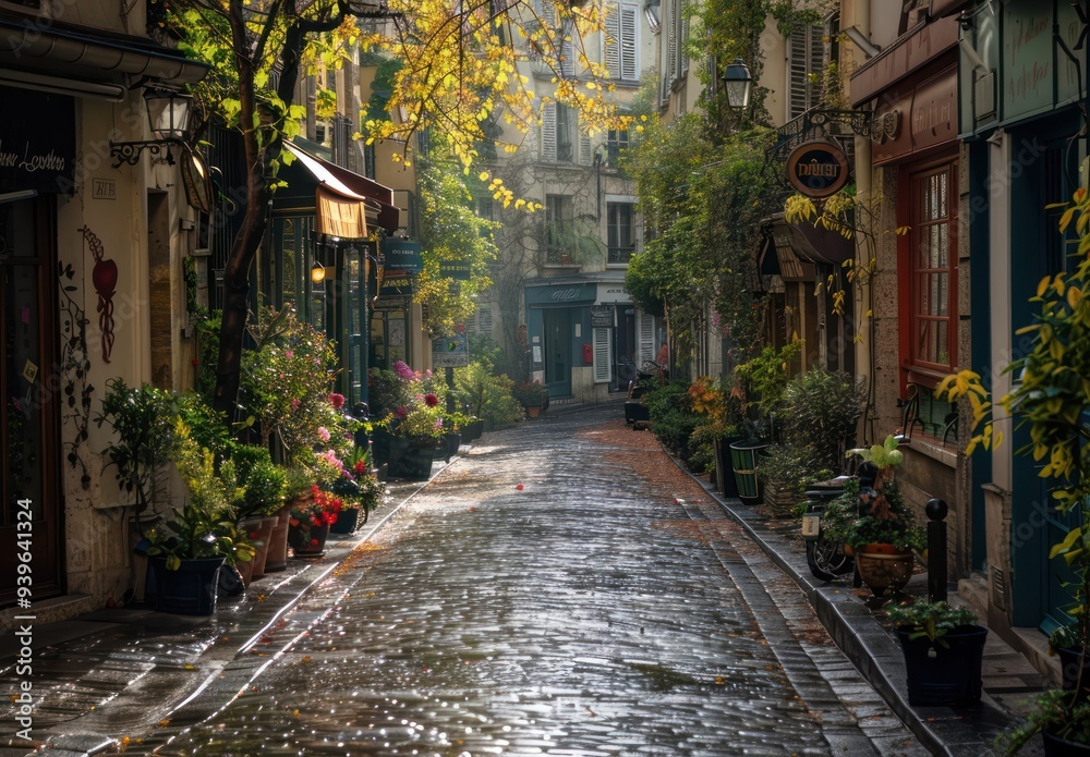 Fototapeta premium Cobblestone Street in Paris