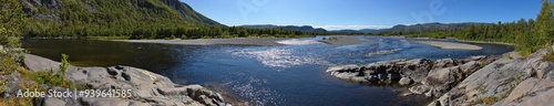 Panoramic view of Altaelva river at Alta in Troms county, Norway, Europe
 photo