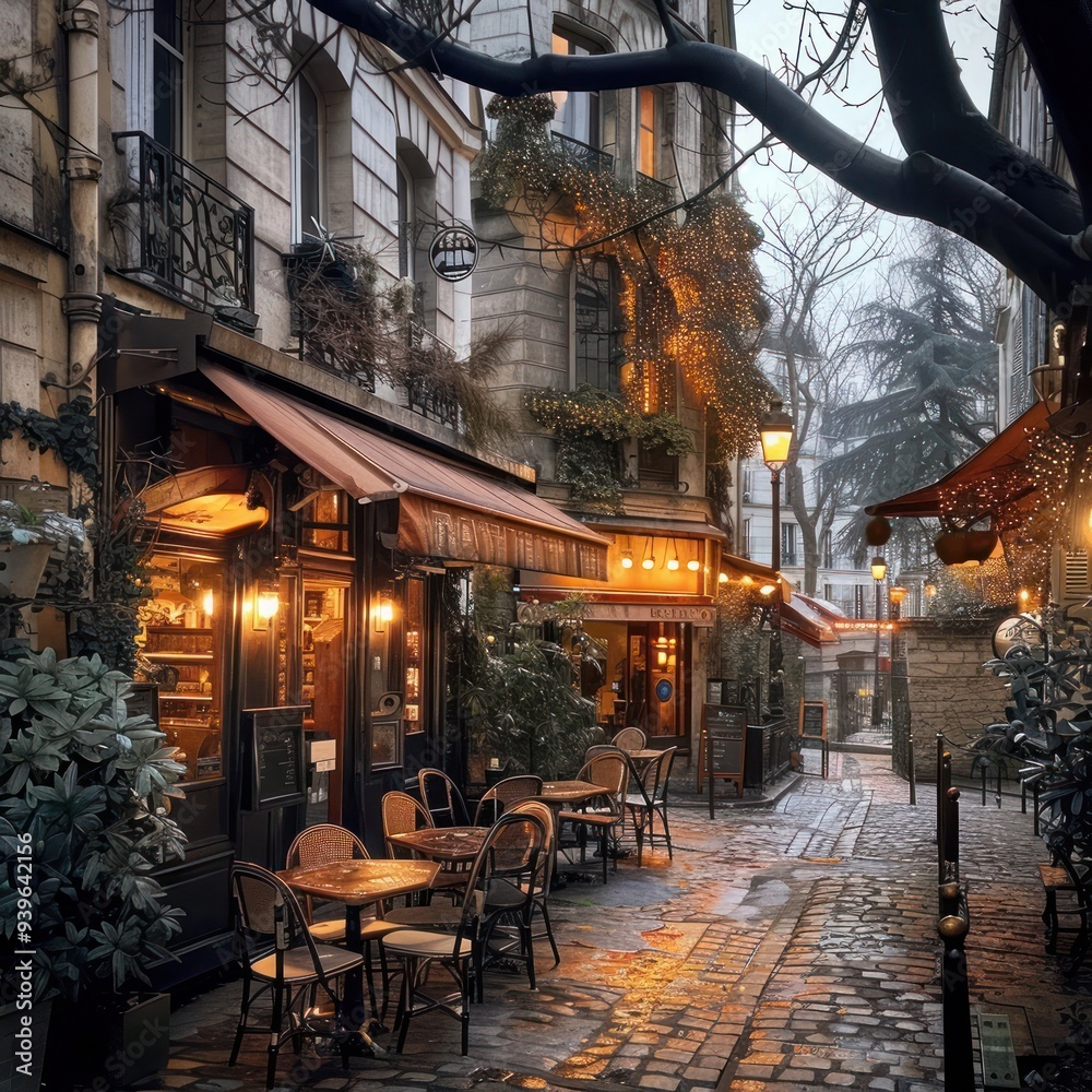 Parisian Street Cafe at Dusk Parisian Street Cafe at Dusk