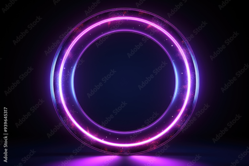 generated illustration of Neon violet color circle on black background generated illustration of Neon violet color circle on black background