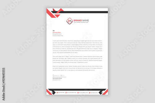 Red and black color letterhead design