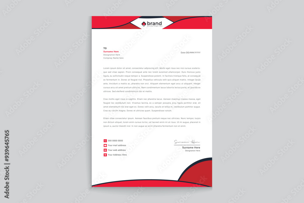 Red and black color letterhead design Red and black color letterhead design