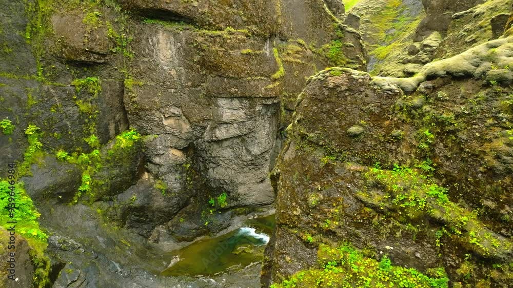 Aerial view of Fjaðrárgljúfur Canyon on Iceland. Aerial view of Fjaðrárgljúfur Canyon on Iceland.
