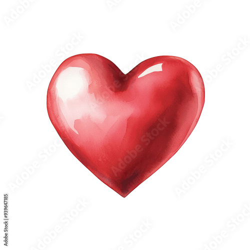 A vibrant red heart illustration, perfect for conveying love and affection in various creative projects. transparent background watercolor style