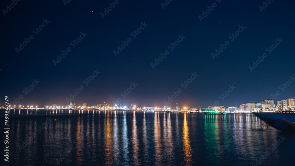 landscape night view of the city at the sea landscape night view of the city at the sea