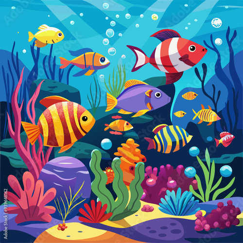 underwater background with fishes