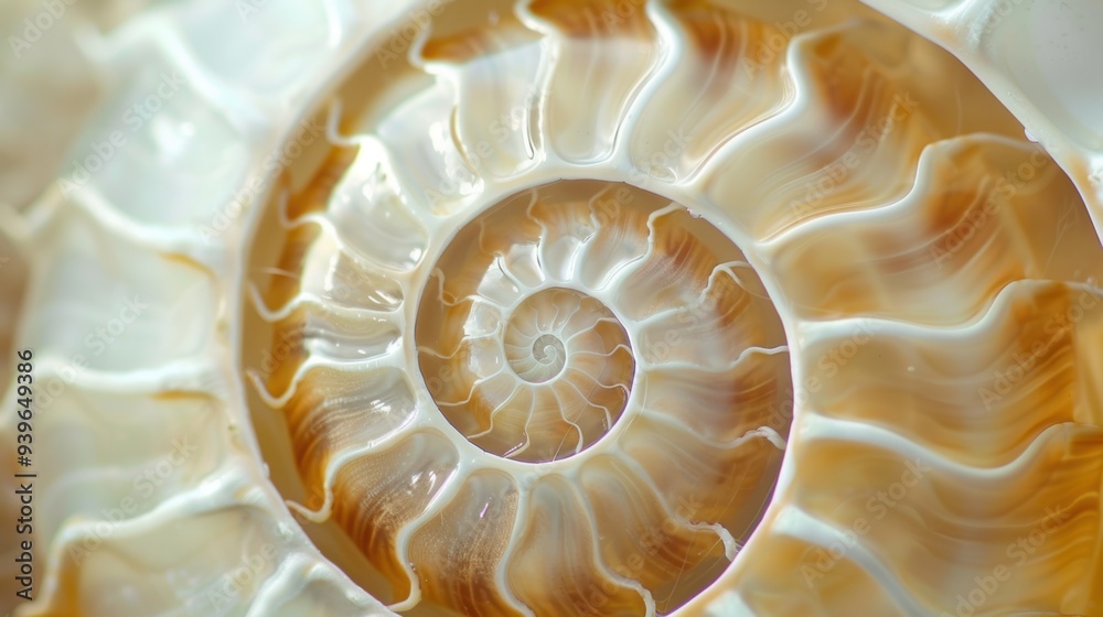 Abstract wallpaper featuring a nautilus shell, with a focus on its fibonacci sequence. The shell's natural beauty is a perfect addition to this art piece. Abstract wallpaper featuring a nautilus shell, with a focus on its fibonacci sequence. The shell's natural beauty is a perfect addition to this art piece.