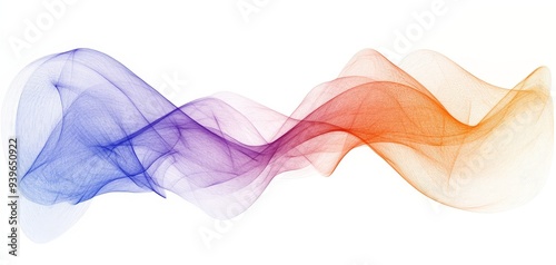 Abstract Wave A vibrant layered composition of blue and orange flowing lines creating a dynamic ethereal visual on a white background photo