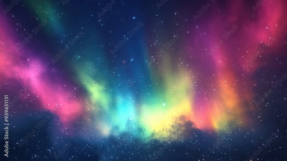 Fototapeta premium A vibrant display of auroras illuminating a starry night sky.