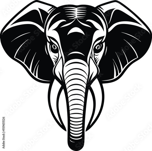 A captivating graphic of an Elephant head with sharp details and vivid hues perfect for adding character to any design
