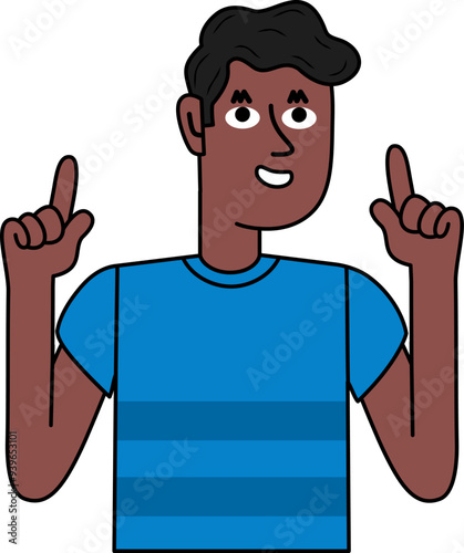 black businessman pointing his hands up.eps