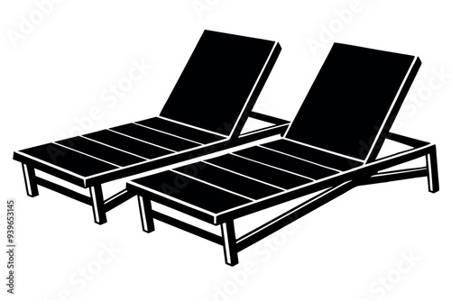 


      Poolside lounge chairs vector illustration.
