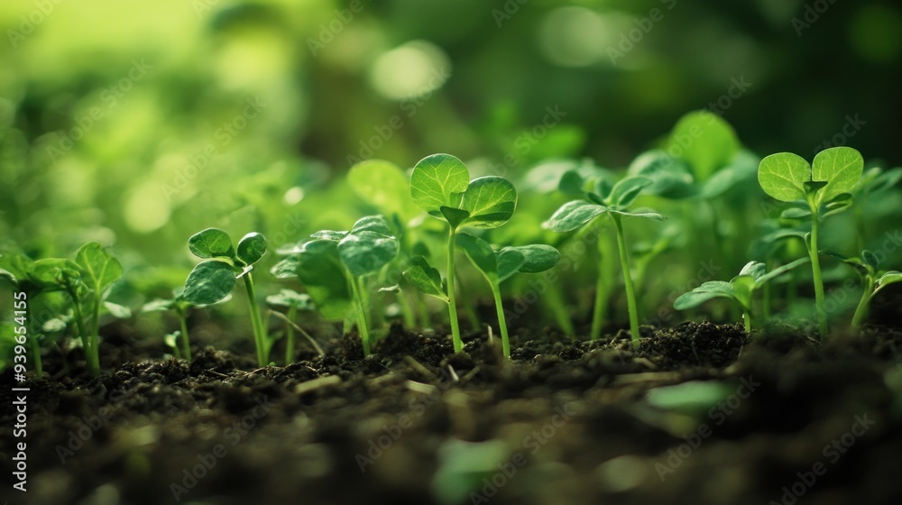 Young Green Sprouts Growing in Soil