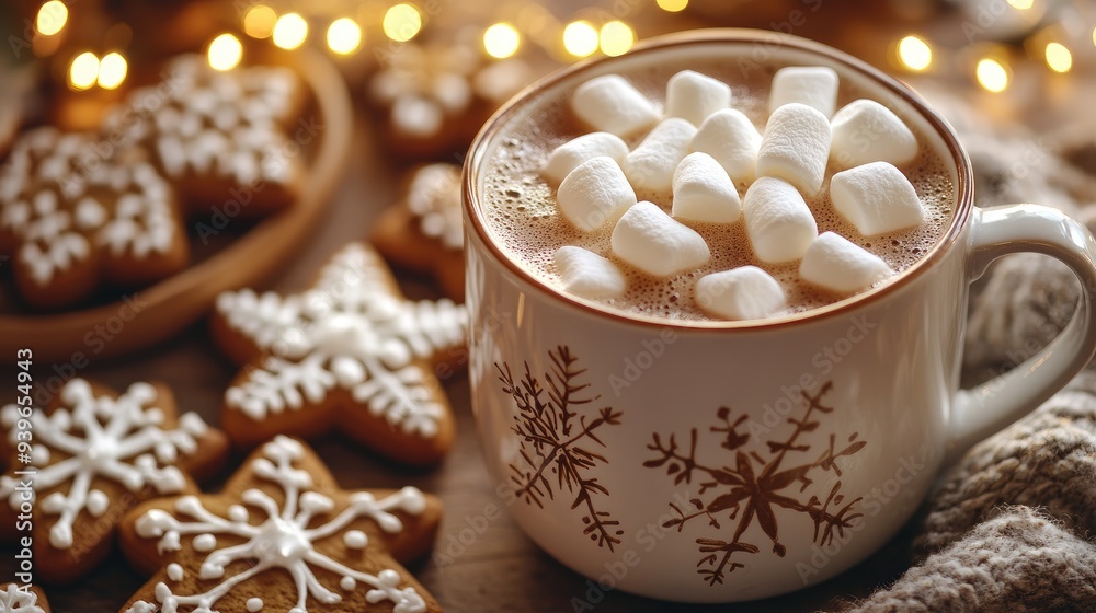 Cozy Hot Chocolate with Marshmallows and Festive Gingerbread Cookies Cozy Hot Chocolate with Marshmallows and Festive Gingerbread Cookies
