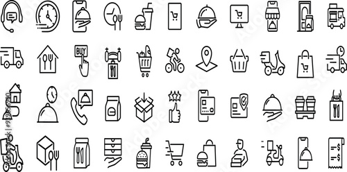 FOOD DELIVERY EDITABLE ICON SET 