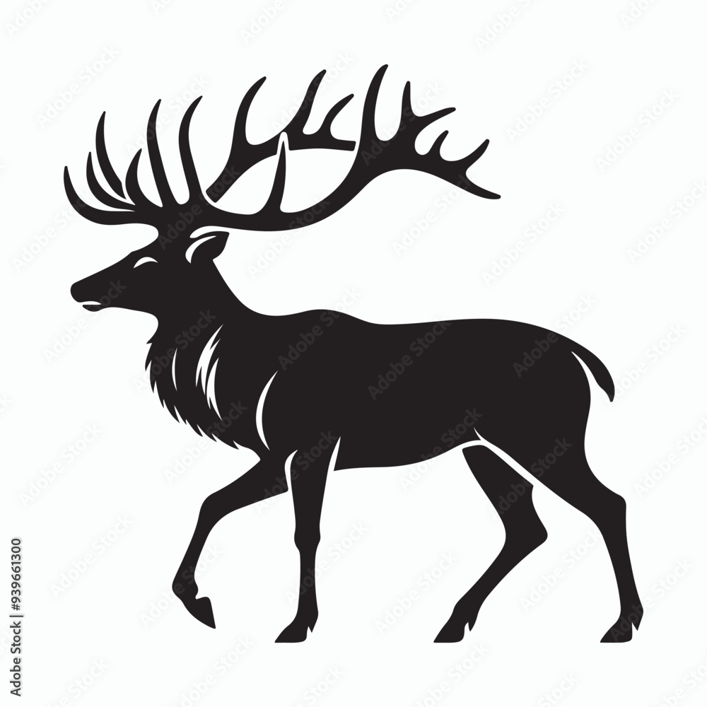 Obraz premium Deer silhouette vector on white background