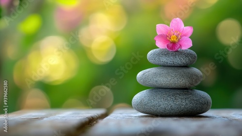 Zen Stones with Delicate Flower